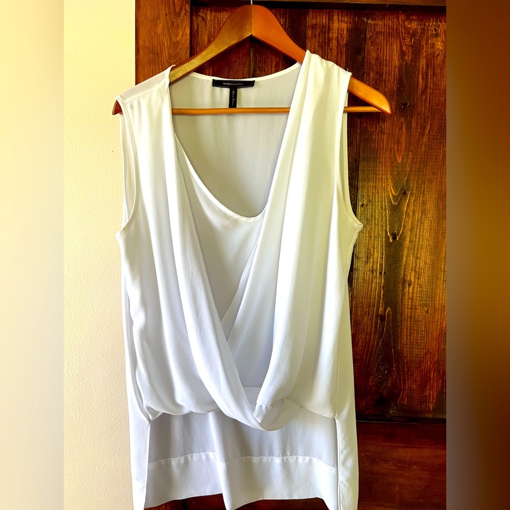 BCBG White sleeveless top